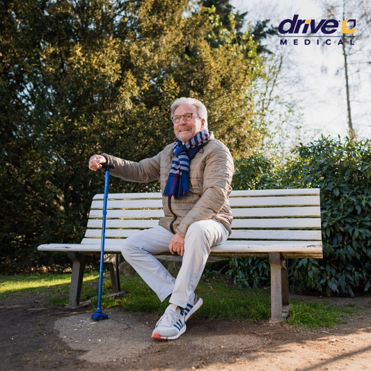 מקל הליכה מתקפל עם בסיס יציב במיוחד - דגם הוריקן כחול