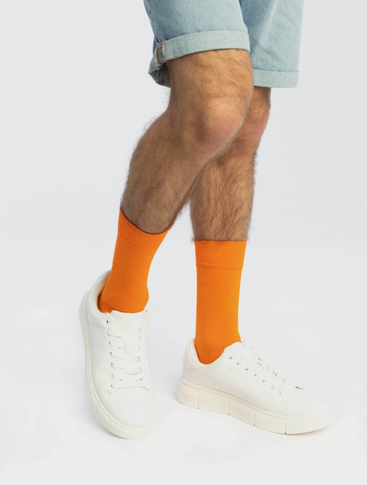 Banana Socks | גרבי כותנה חלקות - כתום אנרגטי - Tefen Medical