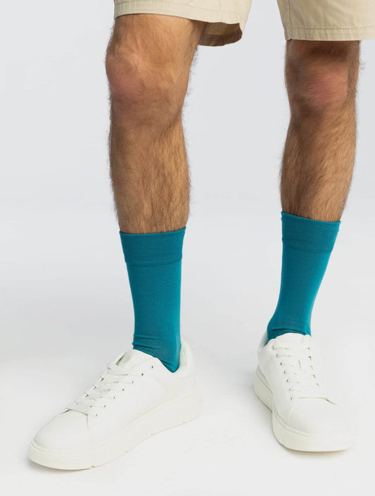 Banana Socks | גרבי כותנה חלקות טורקיז - Tefen Medical