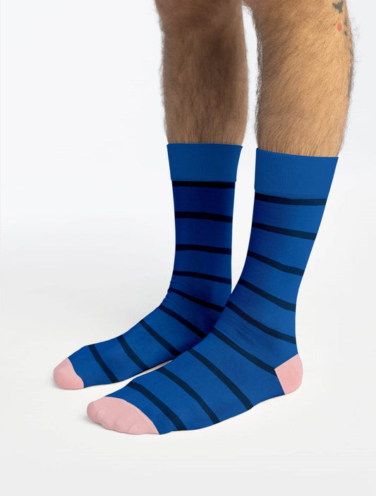 Banana Socks | גרבי כותנה בהדפס פסים כחולים - Tefen Medical