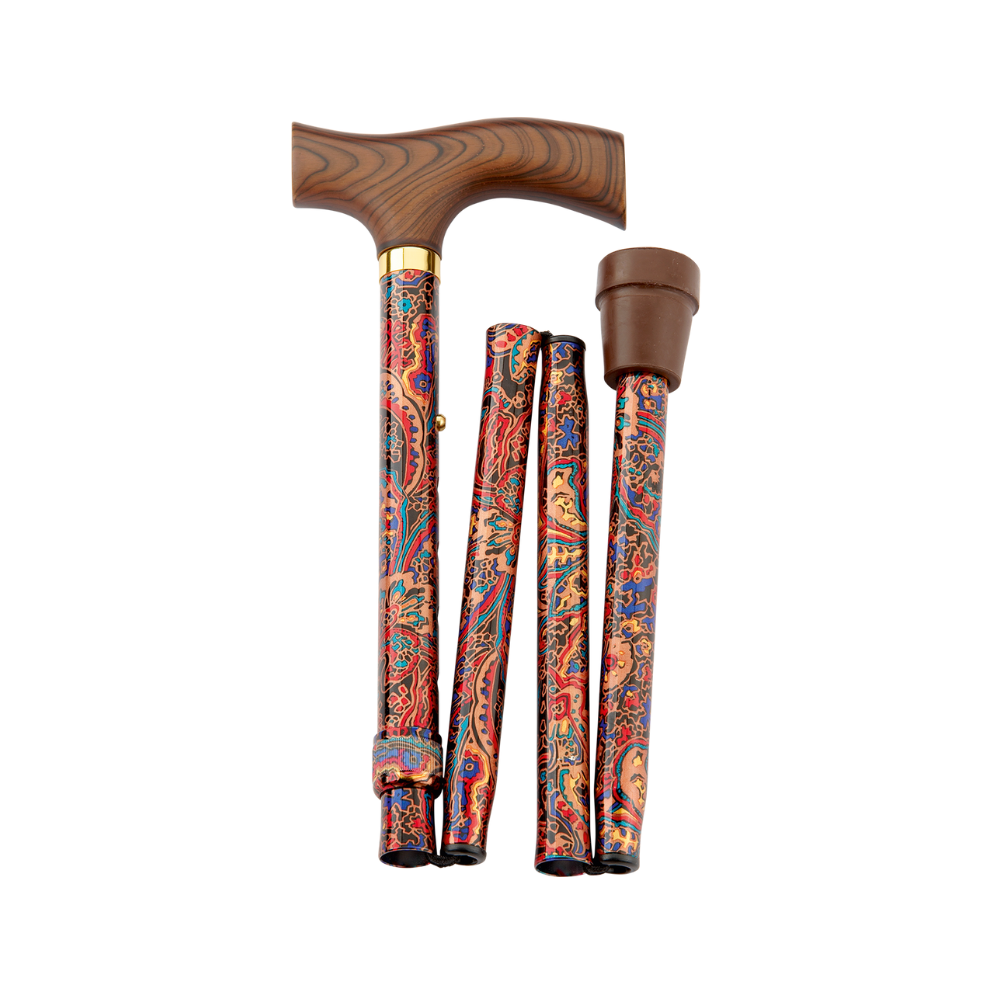 מקל הליכה מתקפל עם ידית פריץ - דגם פורסט