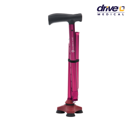 מקל הליכה מתקפל עם בסיס יציב במיוחד - דגם הוריקן אדום