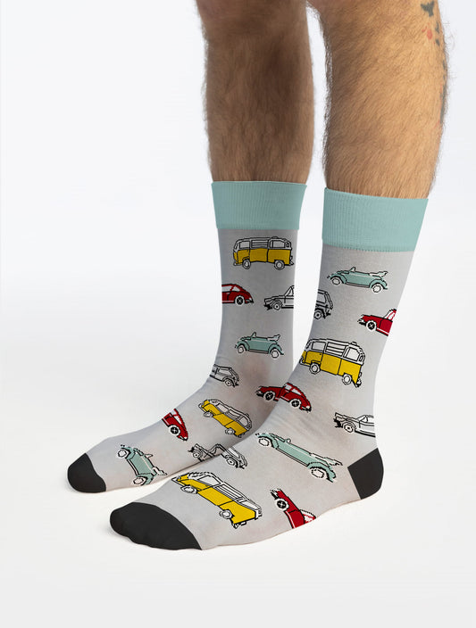 Banana Socks | גרבי כותנה בהדפס מכוניות רטרו