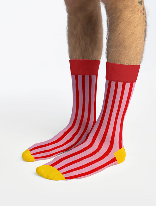 Banana Socks | גרבי כותנה בהדפס פסים ורודים